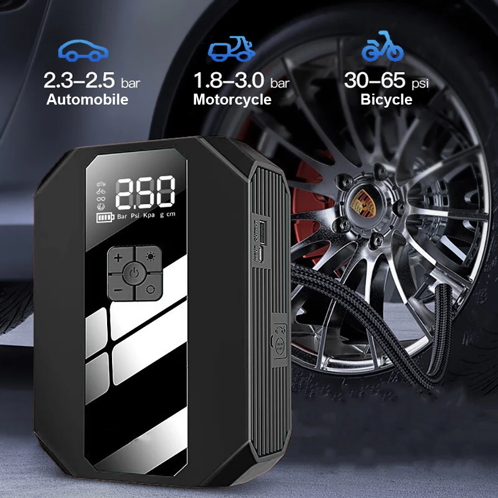 4 In 1 Car Jump Starter Power Bank Air Compressor Inflator Pump 2000A Portable Power Station Car Battery Charger Booster