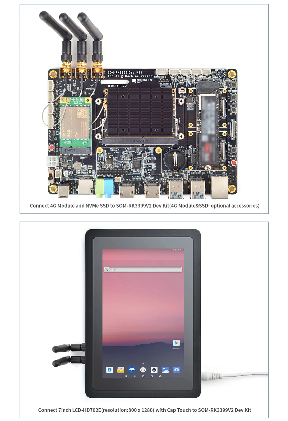 SOM-RK3399V2 Dev Kit Rockchip RK3399 Computer Module w/5G & 2.4G WiFi 4GB LPDDR4