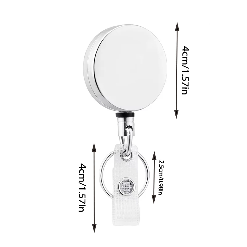4cm Heavy Duty Retractable Metal Wire Keychain Pull Badge Reel ID Strap Name Card Badge Holder Reel Spring Key Ring Outdoor Tool