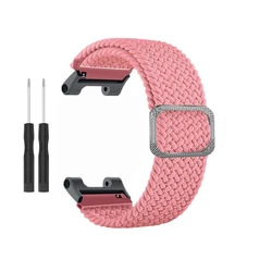 Breathable Nylon Adjustable Wristband - Soft Elastic Bracelet for Smart Watch Accessories (Pink)