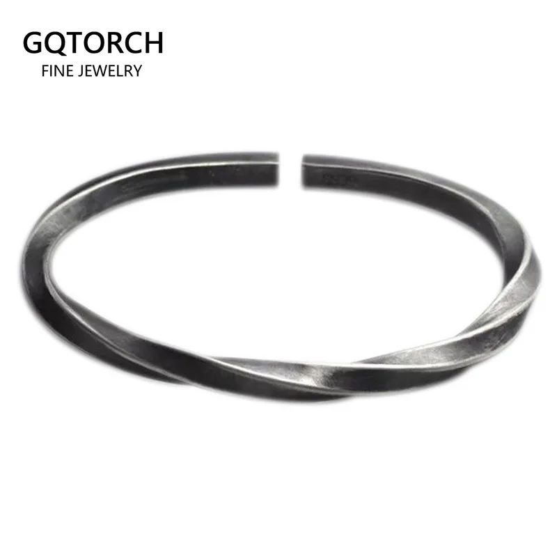 

Fine Jewelry 999 Sterling Silver Twisted Cuff Bracelets & Bangles For Mens