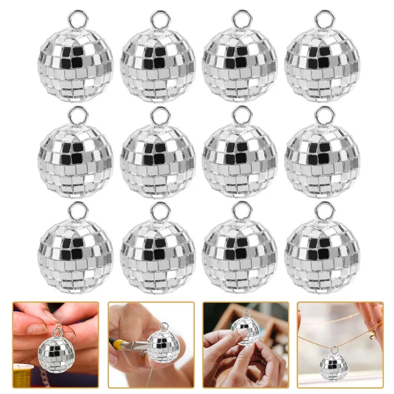 10/20 Stück Handwerk Discokugel Charm Neuheit Spiegel Discokugel für Armbandherstellung Disco DIY Schlüsselanhänger Ohrringe Halskette Anhänger – Detail 6