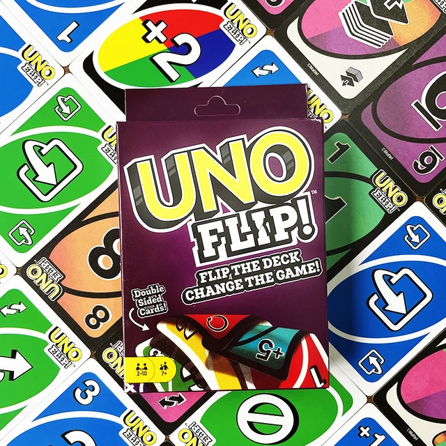 Mattel UNO-FLIP Card Game Iron Box genuine UNO Family Fun Fun Playing Cards  children's board