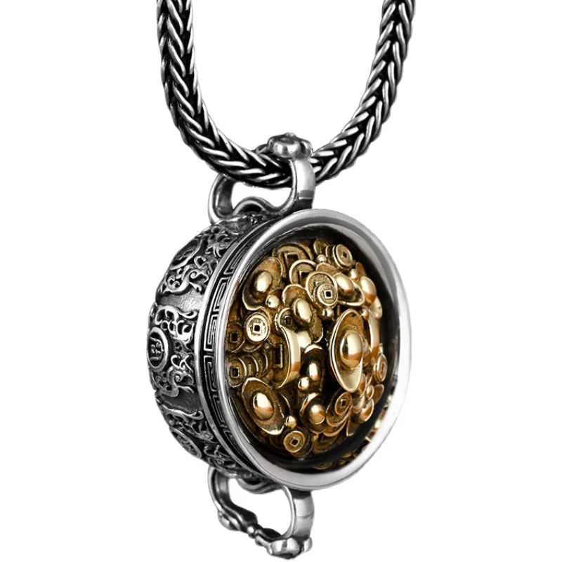 Chinese Style Silver Necklace Men Retro Sweater Chain