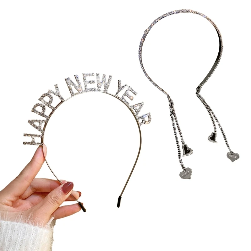 

New Year Headband Xmas Heart Hair Hoop Christmas Gift for Adult
