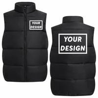 Gilet d'hiver en duvet avec Logo personnalisé, décontracté, couleur unie, marque d'entreprise imprimée, gilet chaud en velours, impression de texte d'image 1