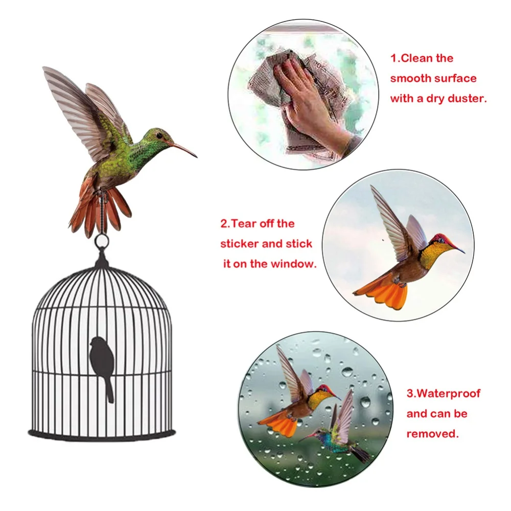 Hummingbird Window Clings 19pcs PVC for Alerting Birds