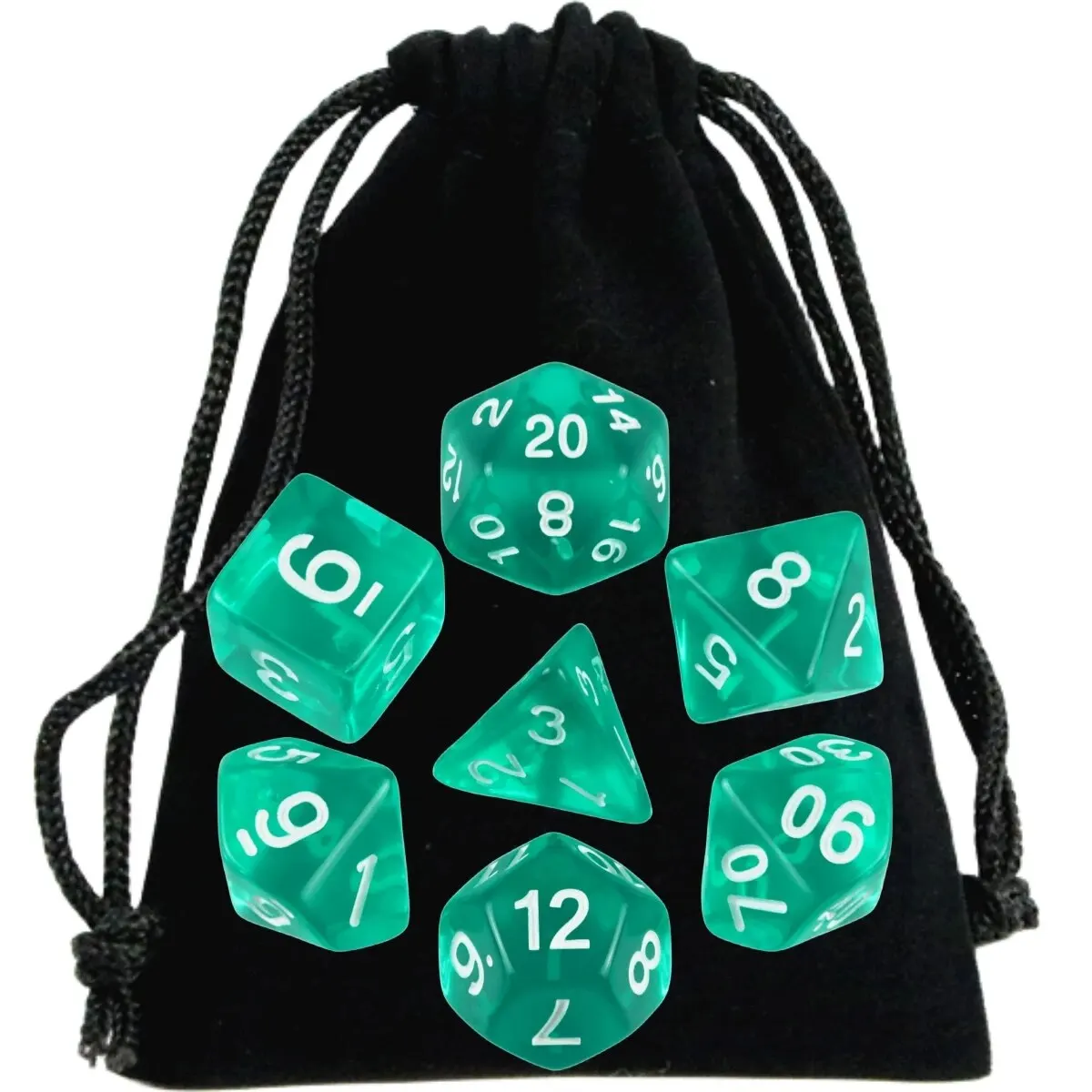 High-Quality Transparent Polyhedral Dice Set in Vibrant Colors for Tabletop and Party Games