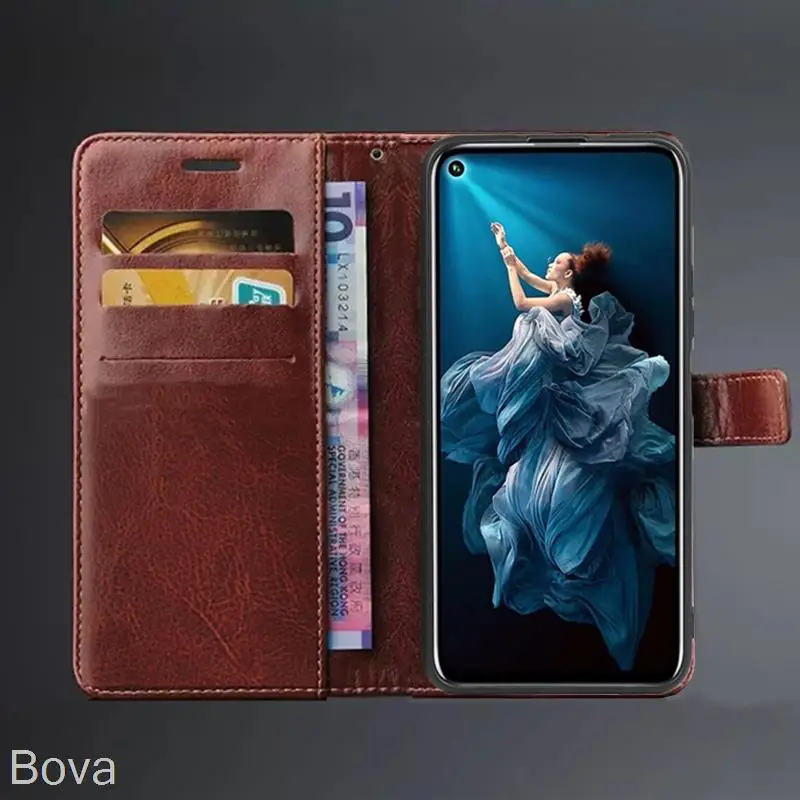 화웨이 아너 20 프로/아너 20 카드 홀더 커버 케이스, PU 가죽 플립 커버, 레트로 지갑 전화 가방 장착 케이스 비즈니스