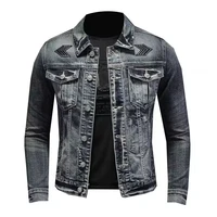 Veste en jean vintage pour hommes, vêtements de motard, revers boutonné, beau, tendance de la rue, rue adt 6
