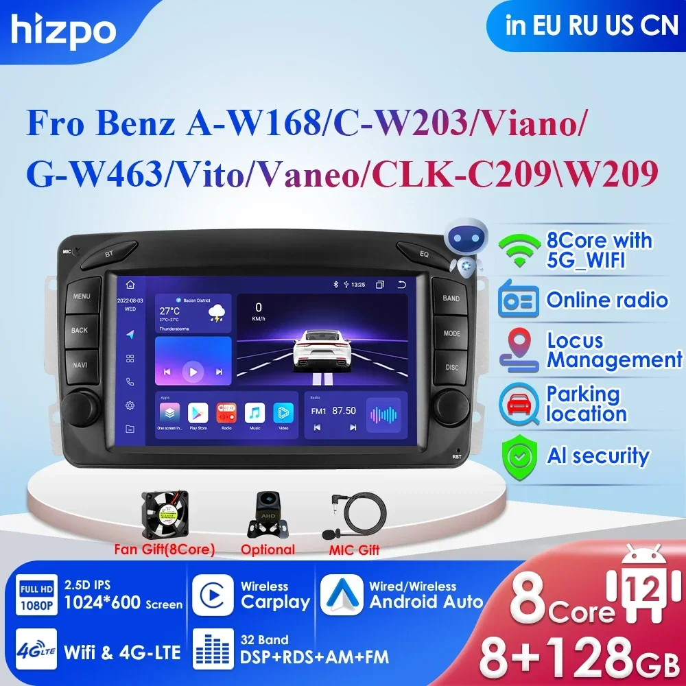

Автомагнитола CarPlay, 2 DIN, Android 11, для Mercedes Benz CLK W209 W203 W463 W208