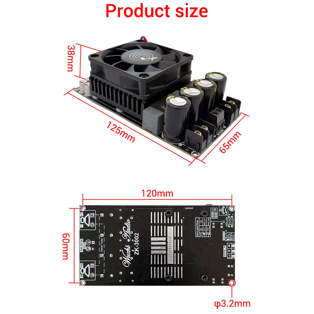 ZK-3002 TPA3255 순수 후면 레벨 디지털 앰프 보드 스테레오 300W x2 브리지 모노 600W AMP 우지 오디오 음악 앰프 보드