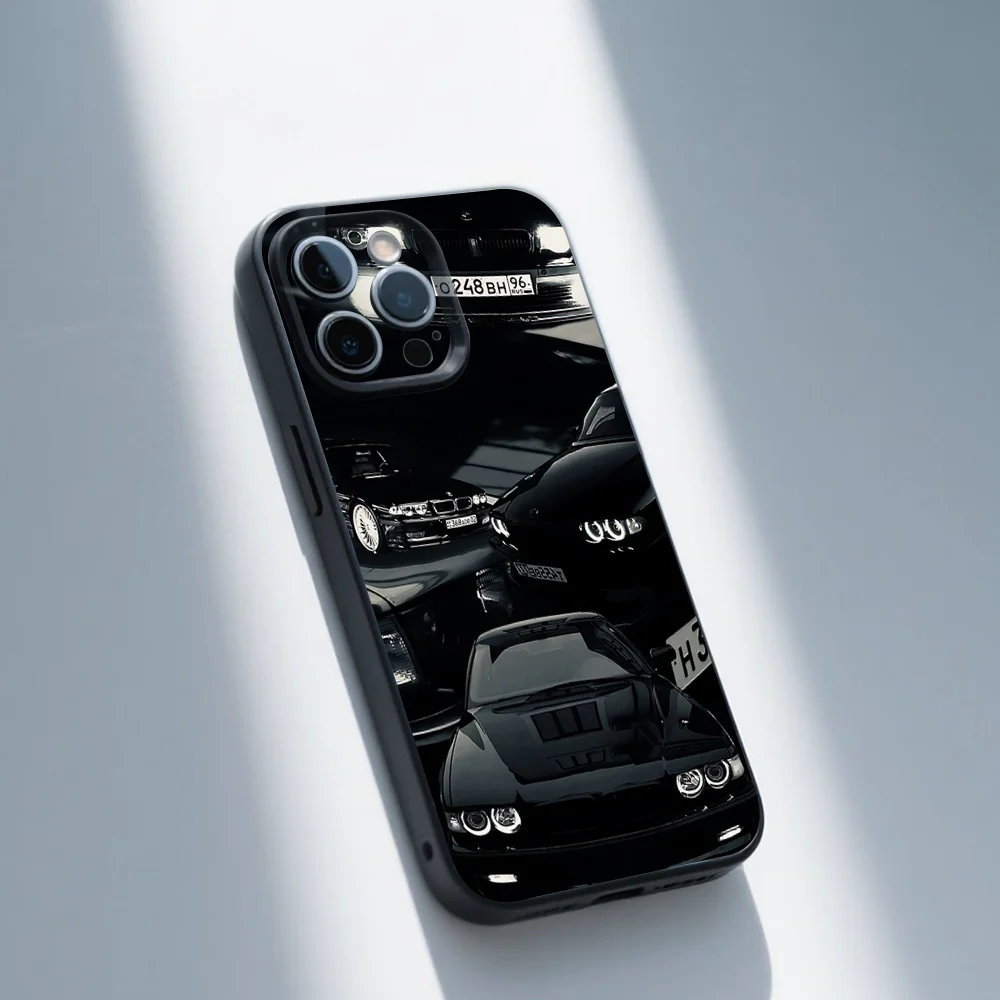 Luxury Car-Inspired Black Silicone Phone Case - Soft, Stylish Protection