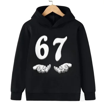 Viral 67 Kids Hooded Sweatshirt Funny Internet Slogan Children Outfit Fashionable and Fun Children Comfortable Sweatshirt Hoodie 1