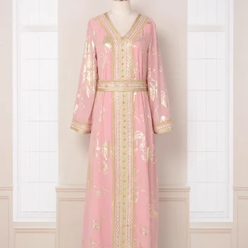 European and American Women's Dress Middle Eastern Powder Hot Stamping Robe