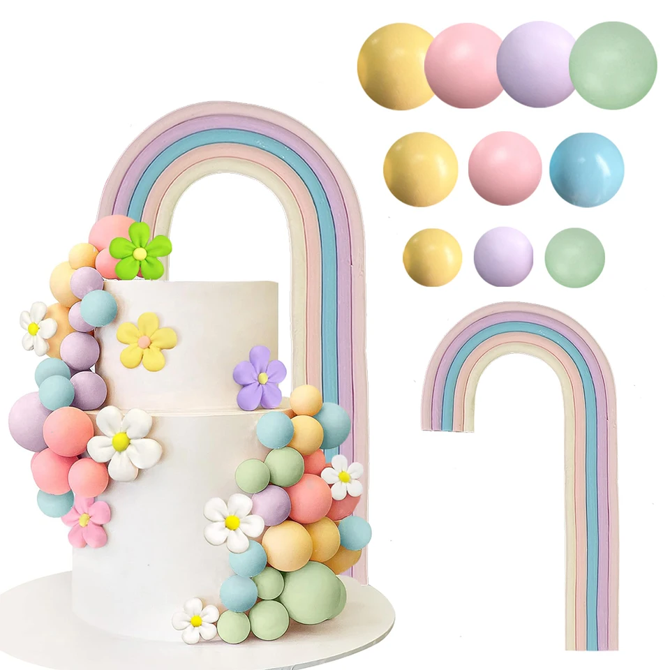 LaVenty 41 Decorazioni Per Torte Con Palline Arcobaleno Colorate Color