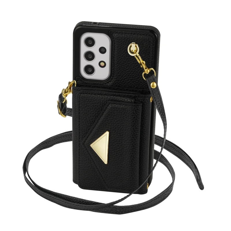 Luxurious Crossbody Leather Wallet Case with Lanyard and Card Holder