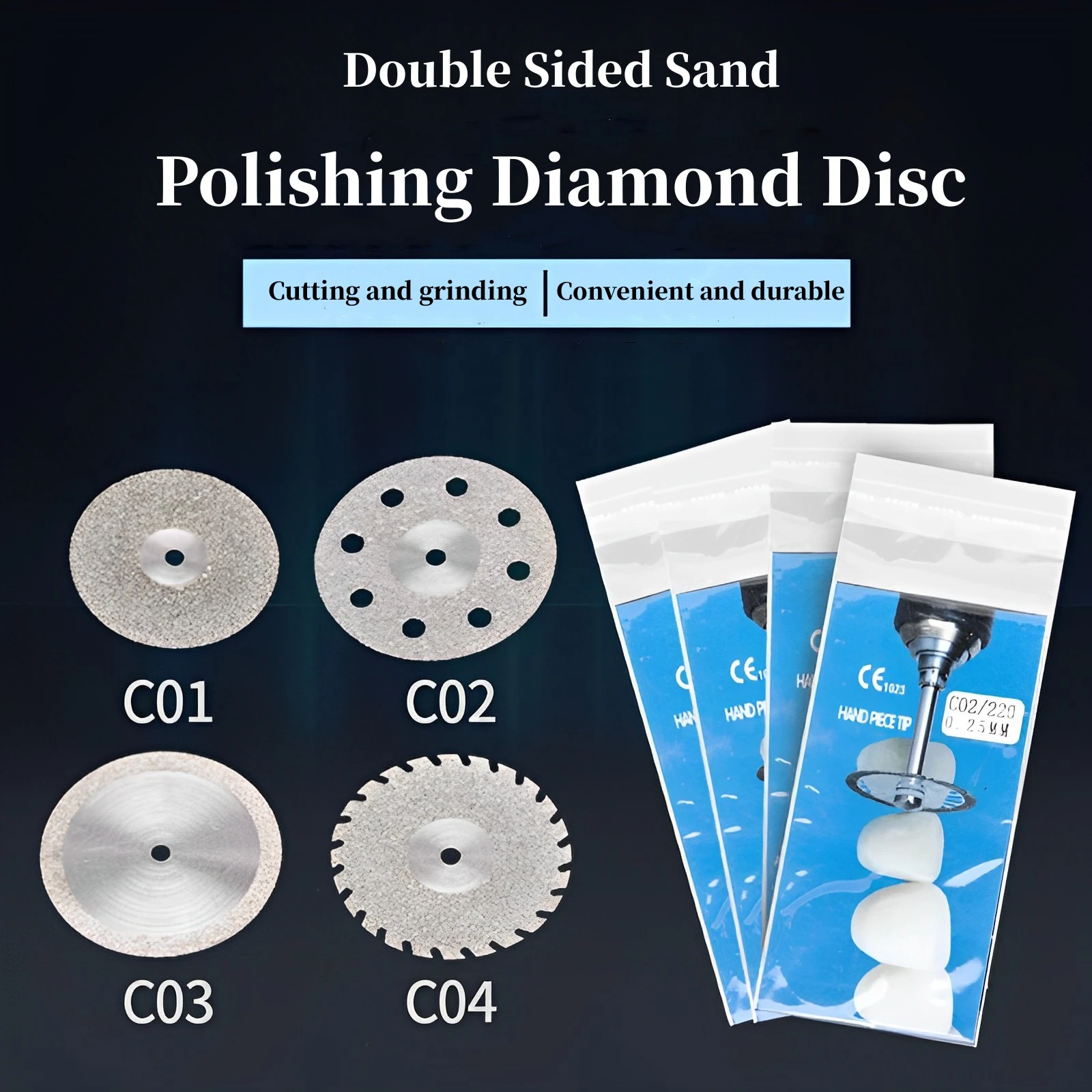 1PC Dental Ultra thin Double Sided Sand Porcelain Diamond Cutting Disc
