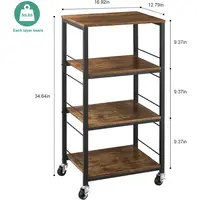 4-Tier Rolling Kitchen Island Cart with Storage, Wood Top, Ideal for Serving and Organizing in Home or Office 2