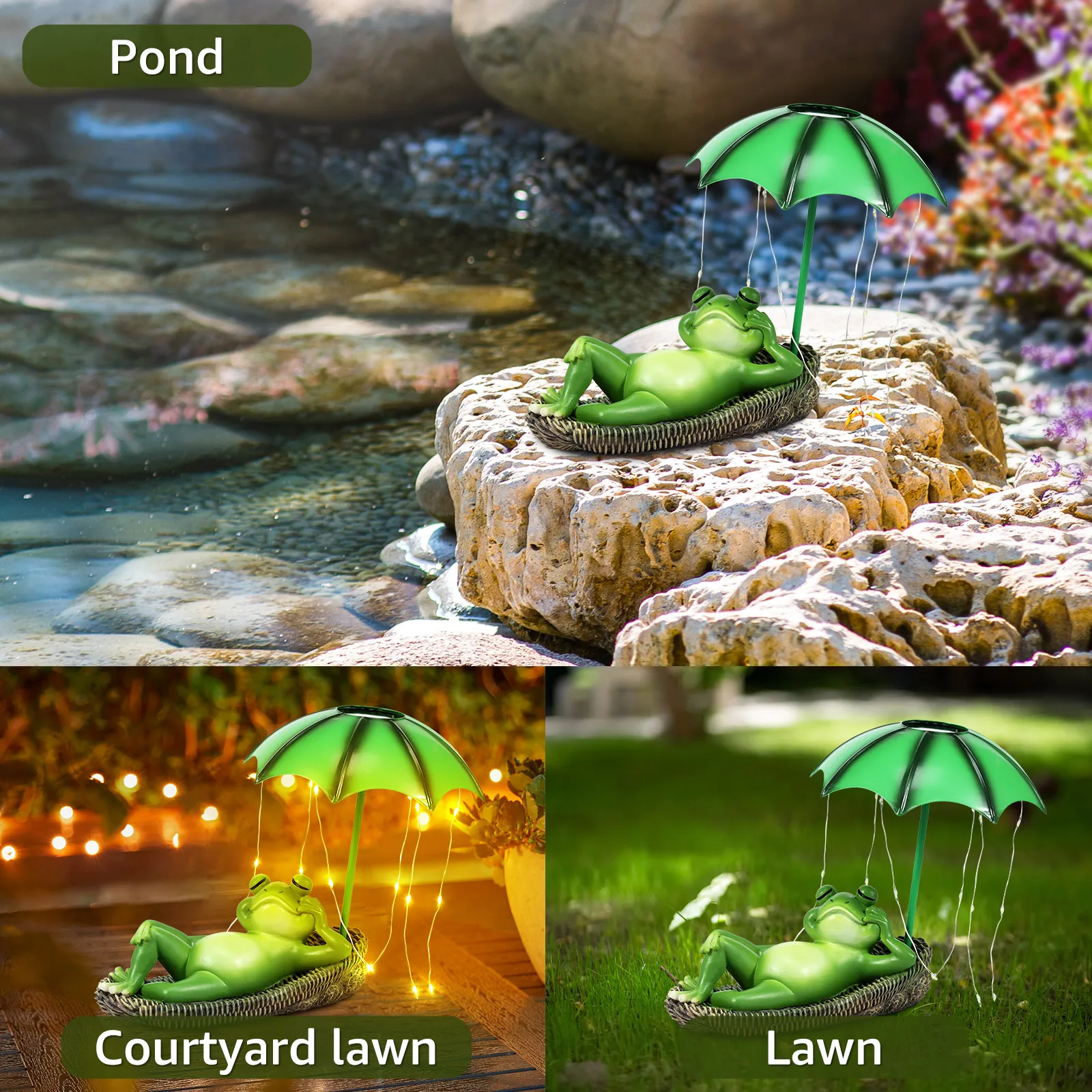 TNSLAND Grenouille Décorative Solaire Avec LED Pour Jardin Extérieur, Animaux Solaires, Décoration, Figures Et Statue Pour Extérieur