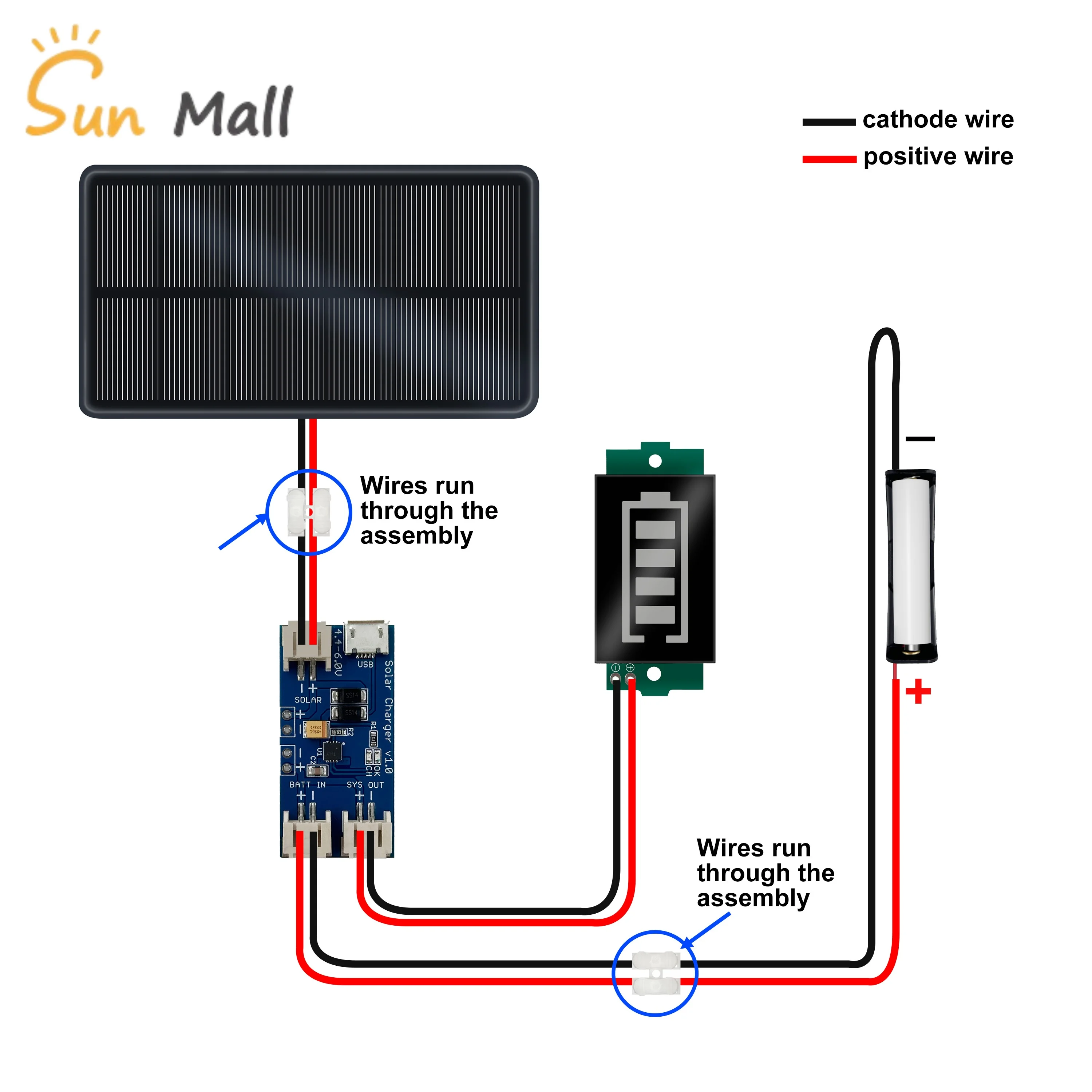 แผงโซลาร์เซลล์ 5V 500mA พร้อมตัวควบคุมชาร์จ ใช้ง่าย DIY