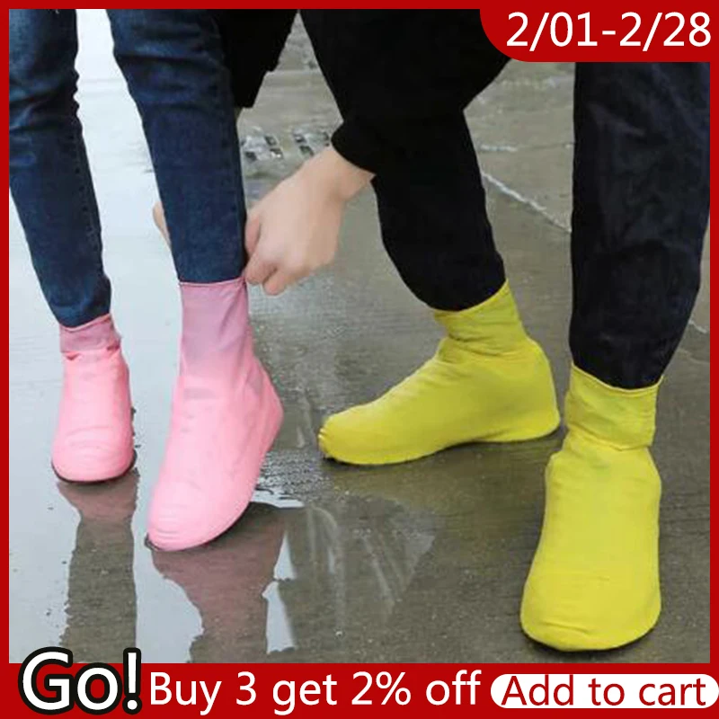 Men Women Kids Outdoor Waterproof Rain Shoe Covers Overshoes HU 