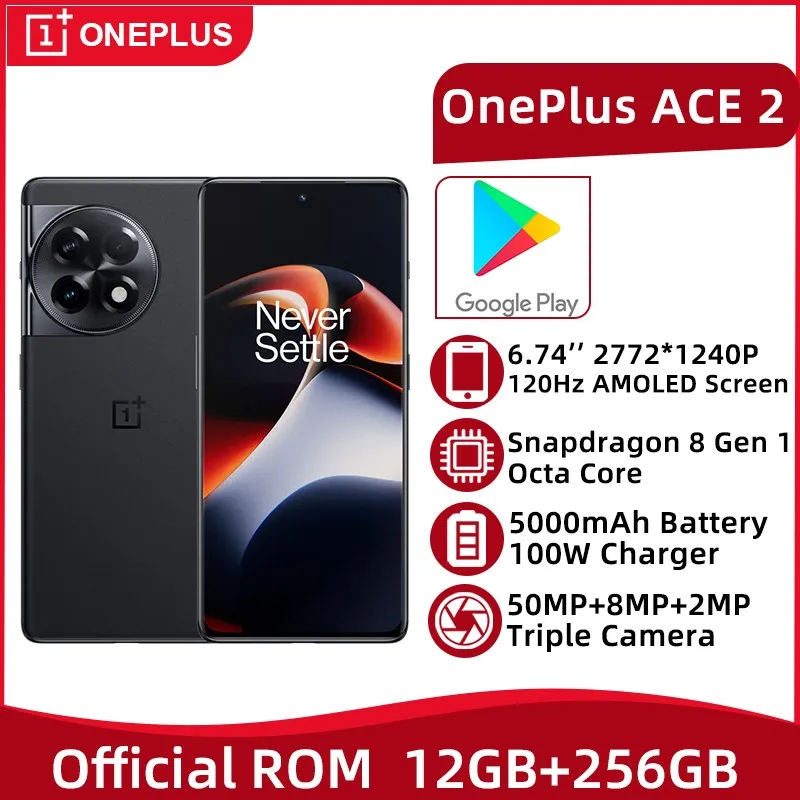 

Global ROM Oneplus ACE 2 5G 12GB 256GB Snapdragon 8 Gen 1 6.74'' 120Hz AMOLED Screen 50MP Triple Camera