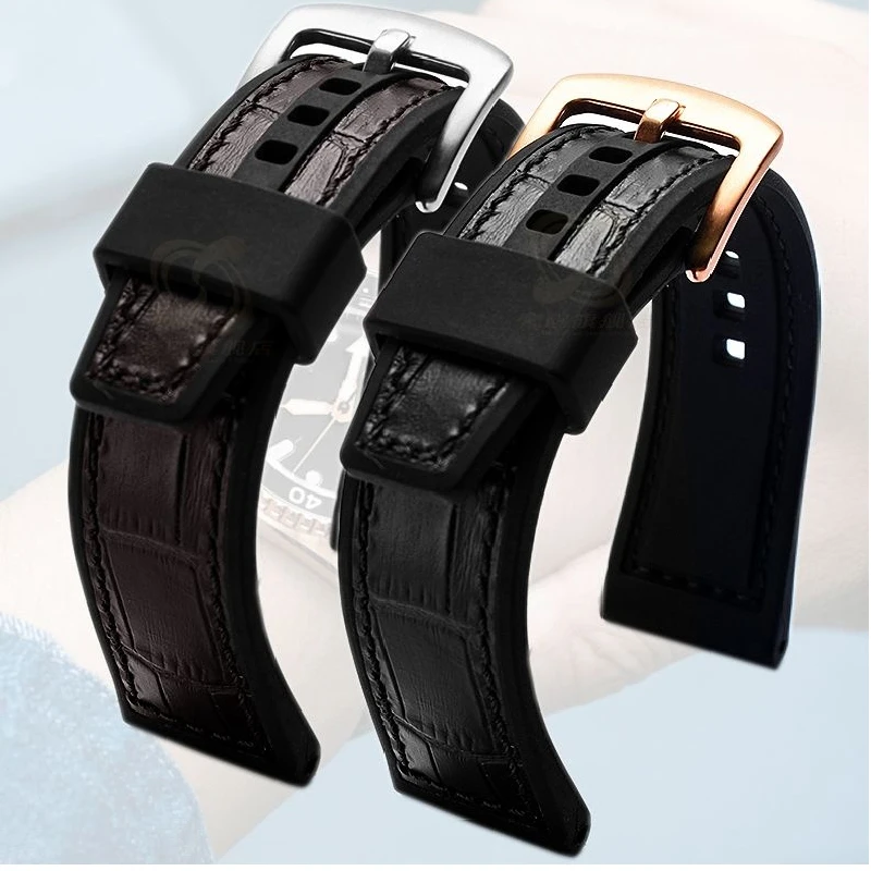 Фото Ремешок для мужских часов SEIKO SRPD55/SRPD65K3/SRPD76K1, водонепроницаемый спортивный браслет из воловьей кожи с силиконовой основой, 22 мм №1