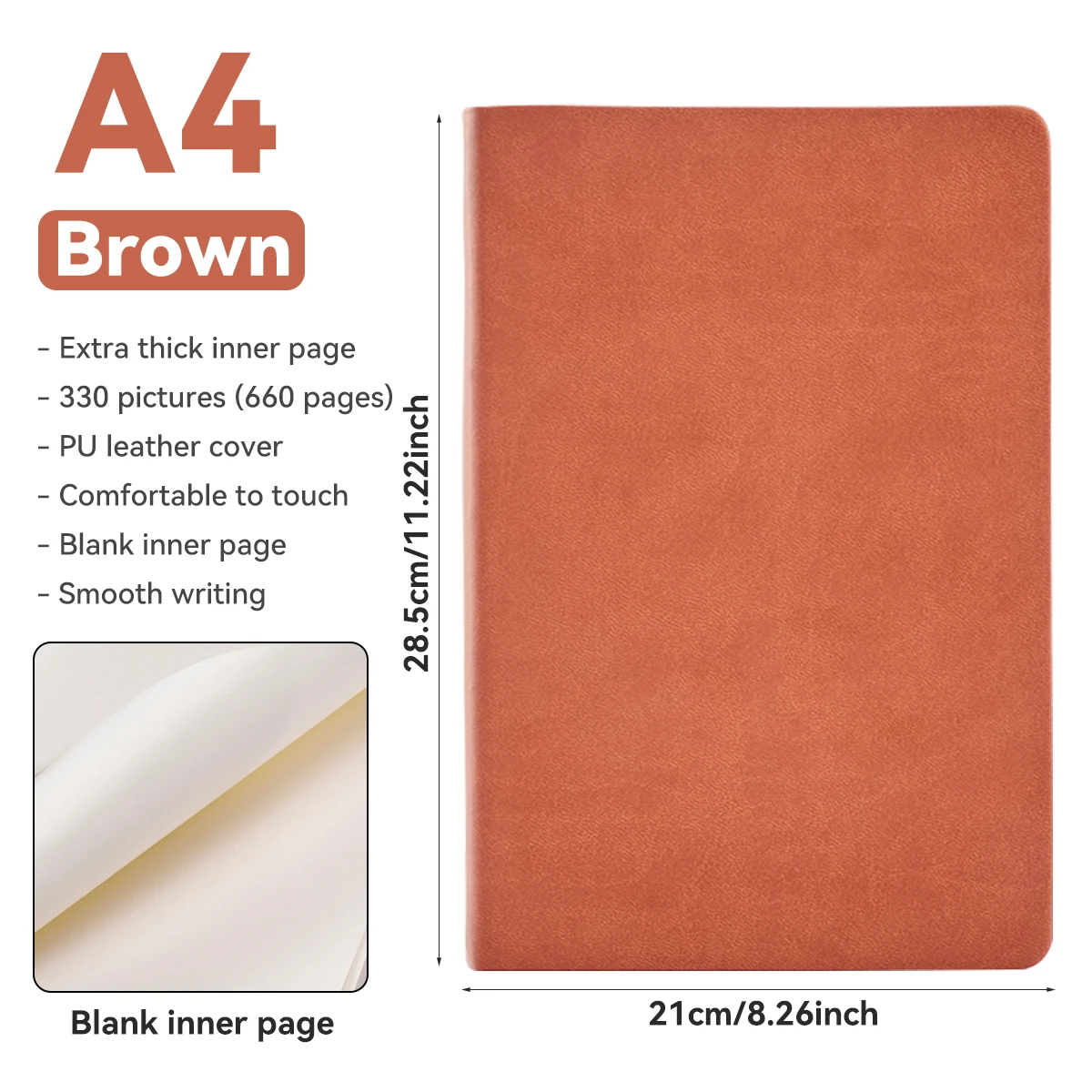 Elegant PU Leather Journal with Blank Pages and Soft Cover