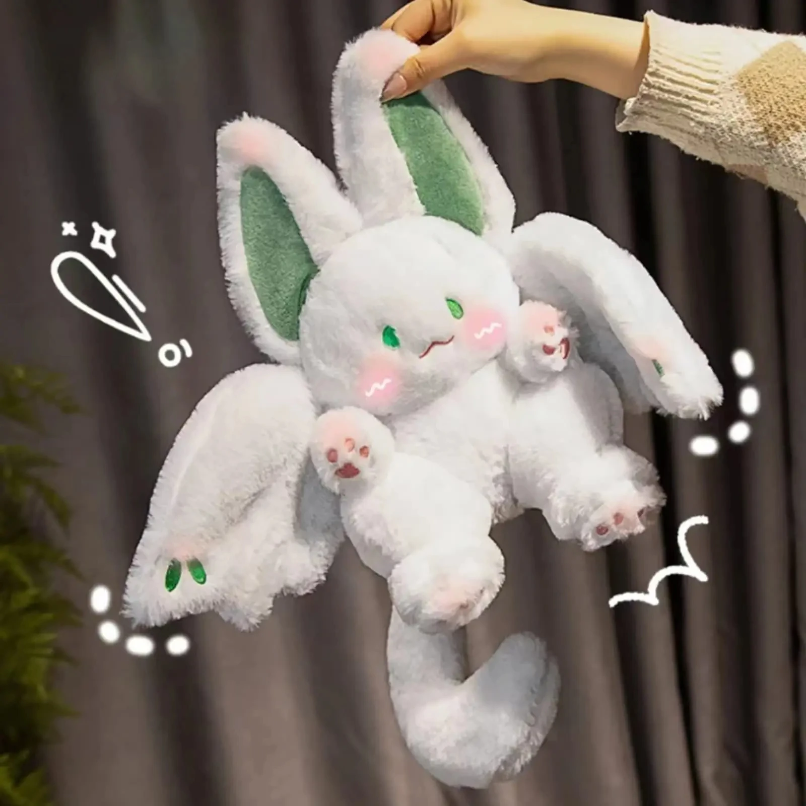 35cm Flying Sky Big Bat Rabbit Plush Toy Kawaii Animal Creative Magical Spirit Rabbit Plush Doll for Kids Girls Women Gifts