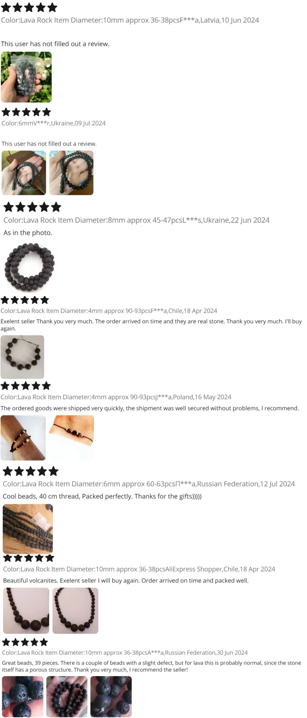 Natural Lava Rock Round Black Loose Beads Natural Stone Beads For DIY Necklace Bracelat Jewelry Making Strand 15