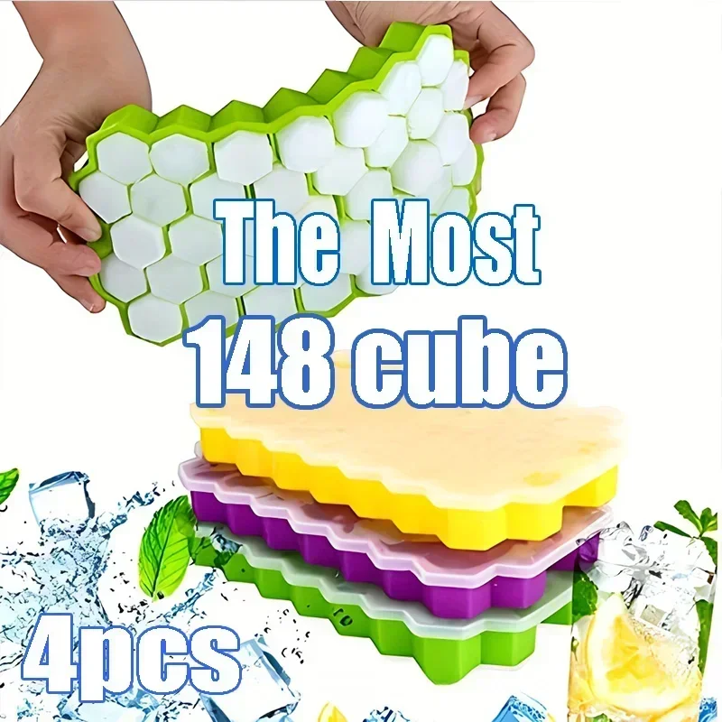 Ice Molds Silicone Honeycomb Hexagonal Template Popsicle Cube Reusable BPA Free DIY Popsicle Mold Ice Cube Trays