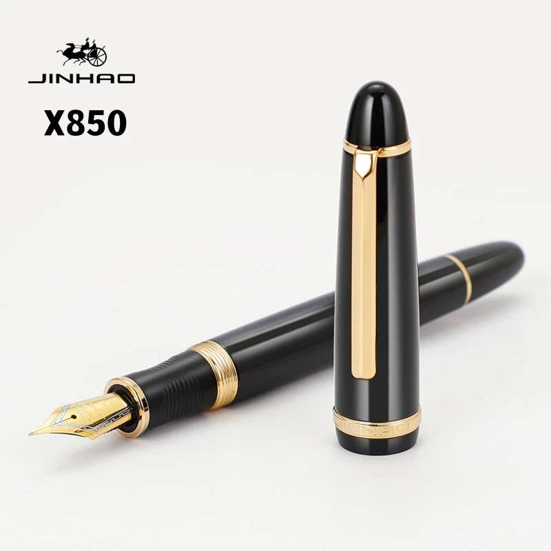 Jinhao X850 Fountain Pen Copper Barrel Gold Clip Iraurita Fine / Medium Nib for Writing Signature Office School A7326 fountain pen,metal pen
