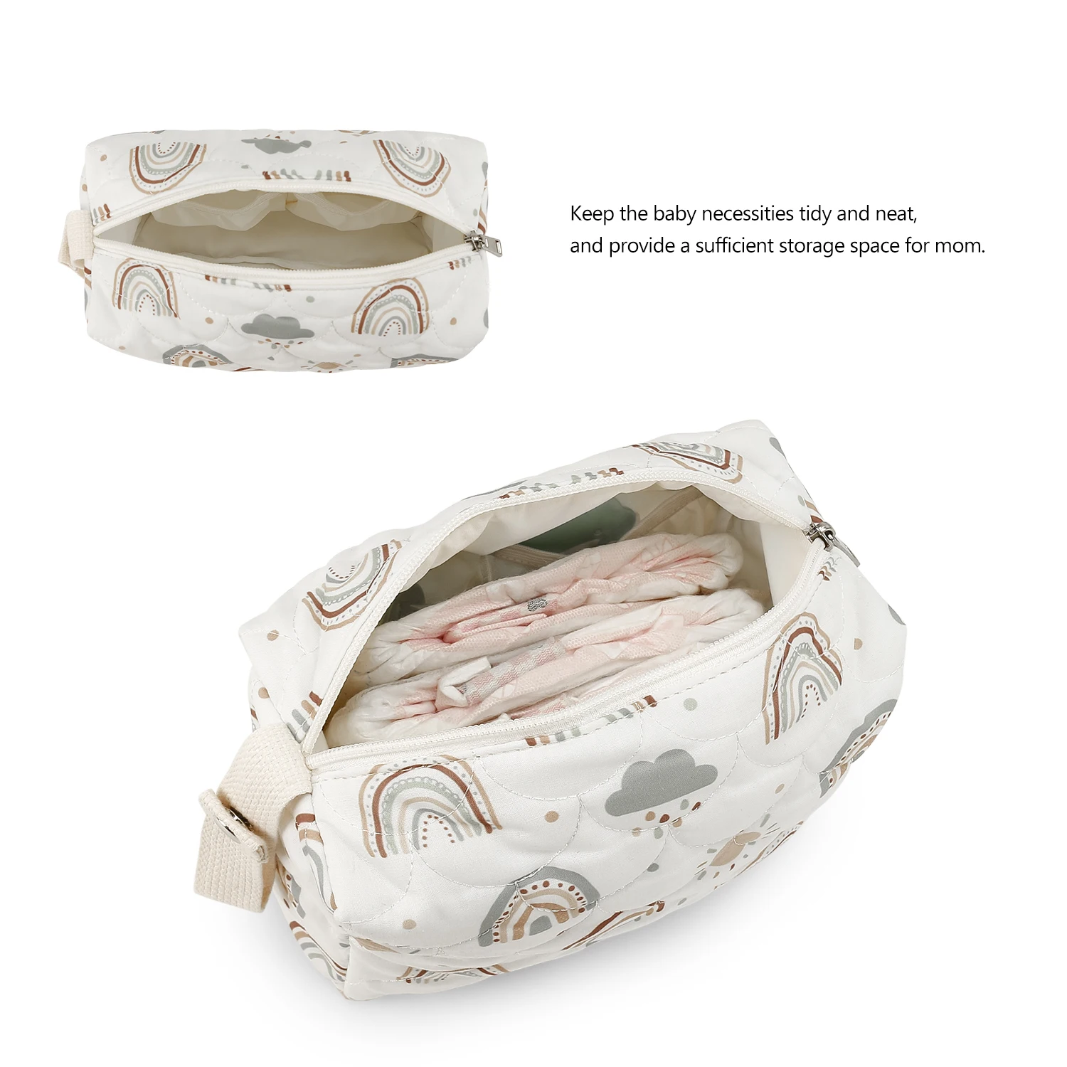 Borsa fasciatoio con stampa animalier, organizer da viaggio per mamma e bambino, leggera, multiuso, da appendere - immagine 4