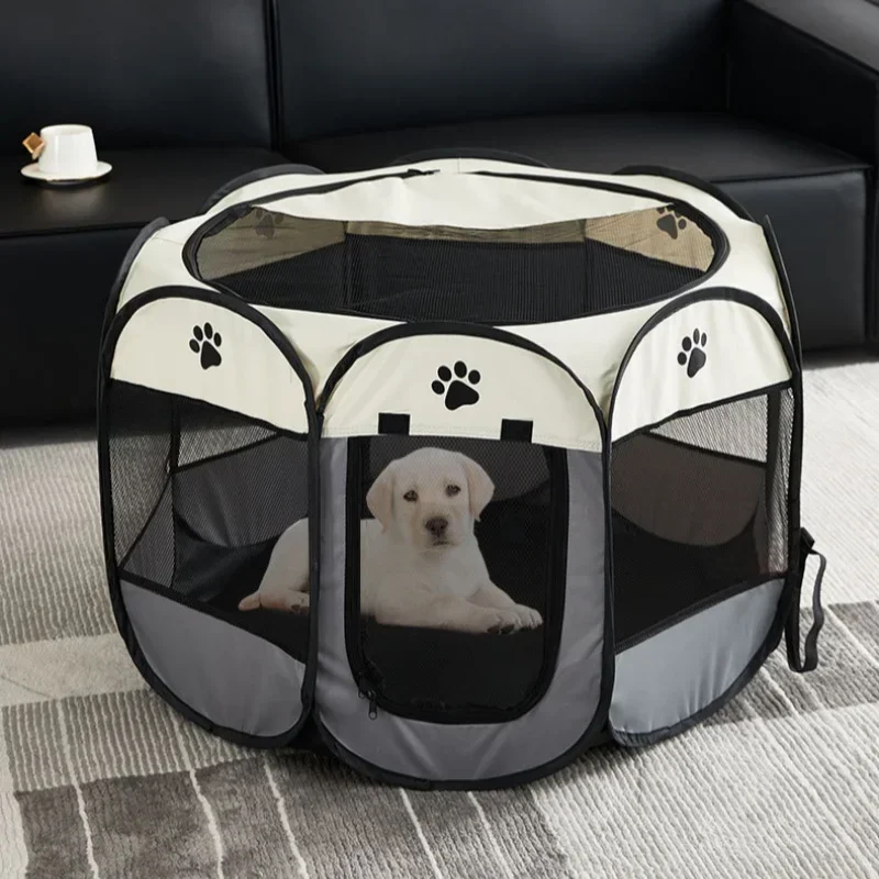 Foldable Cat Delivery Room Octagonal Fence Pet Tent Kennel Puppy Shelter Detachable Summer Pet Tent Outdoor Cat Cage Dog Fences