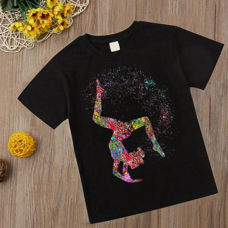 Children T Shirt Watercolor Gymnastics Kawaii Art Top Tee Fashion Kids Girl Tshirt