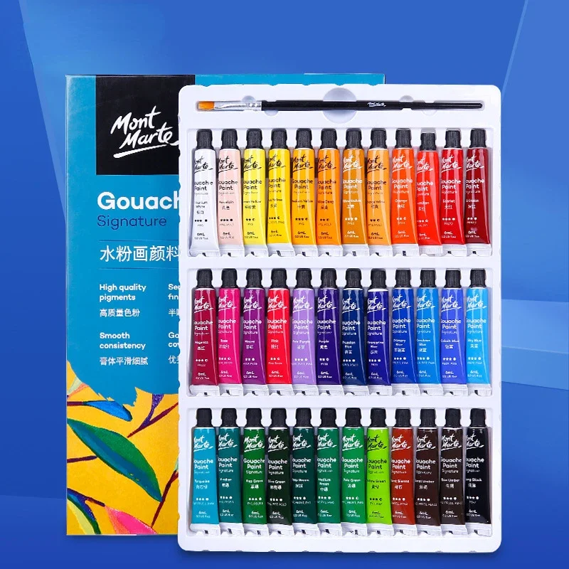 Acrylic Paint Set Gouache Pigment 12/18/24 Color Gouache Paint Set Artist Painting Professional Washable Watercolor 6/12ML Student Exam Art Supplies