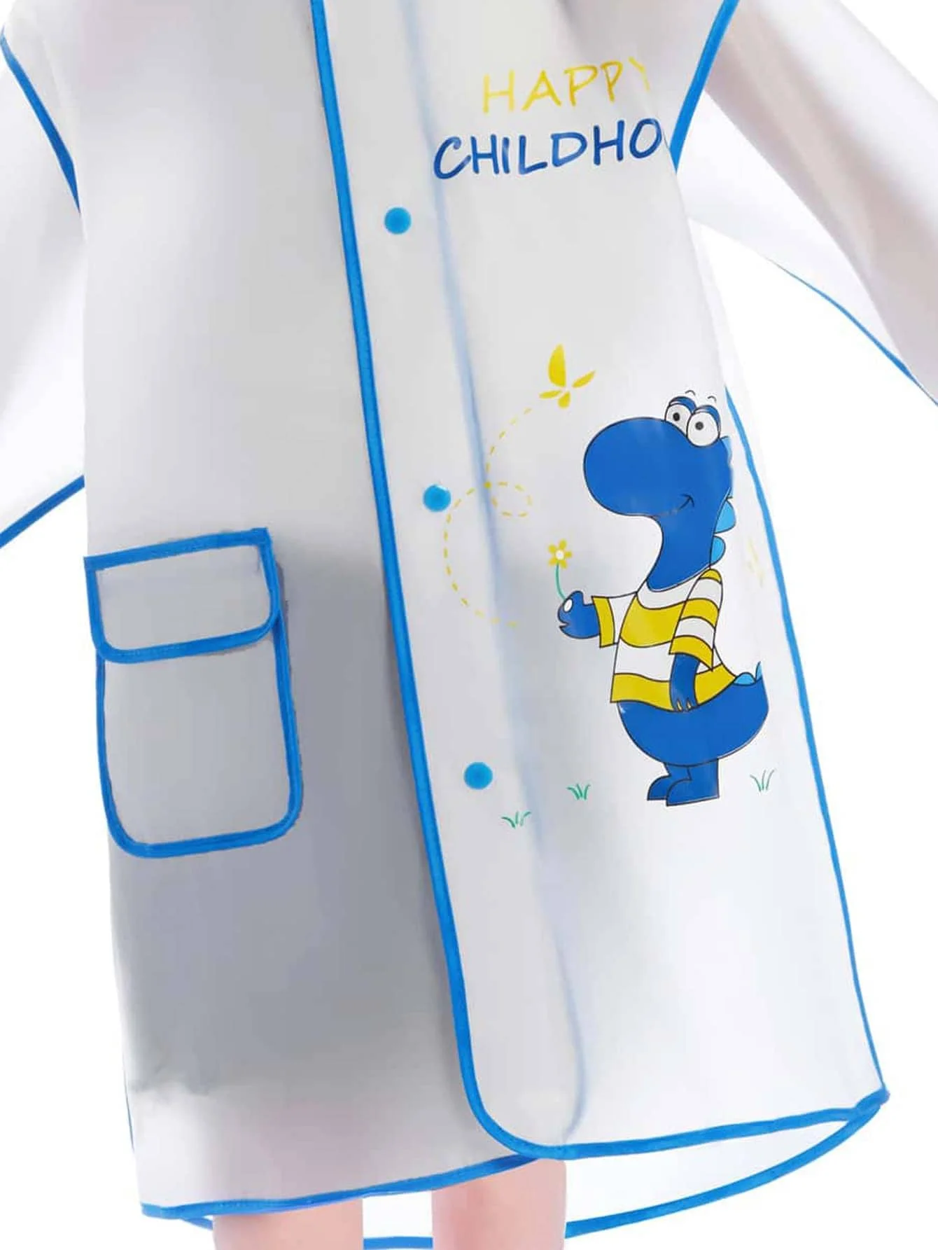 Children's raincoat Boys and girls primary school baby kindergarten school bag rain poncho cartoon raincoat blue dinosaur style