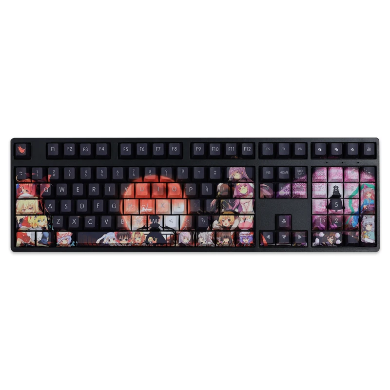 Chaves Conjunto Lados Pbt Tintura Subbed Keycaps dos Desenhos Animados Anime Gaming Key Caps Cherry Perfil Keycap para Touhou Projeto 108 - Imagem 2