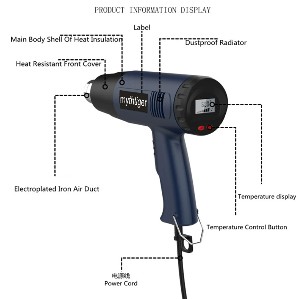 220V/110V 2000W Hot Air Gun Temperatures Adjustable With Four Nozzles Electric Heat Gun