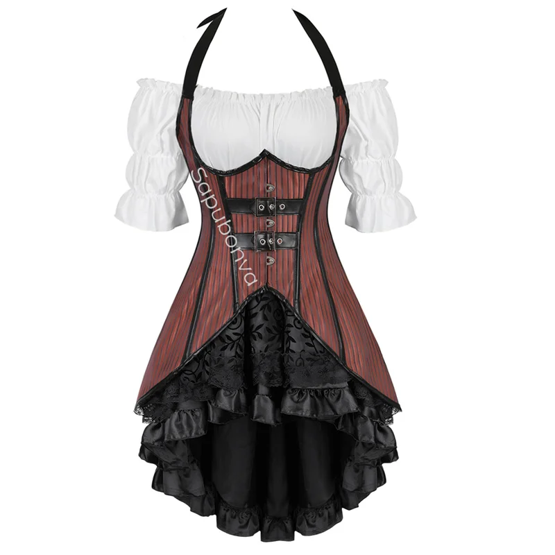 MTKSFDC Middeleeuwse cCorset Top Renaissance Blouse Boer Vrouwen Off