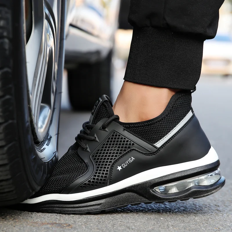 Men Work Safety Shoes Man Safeti Breathable Air Cushion Work Protective Sneakers Anti-Puncture Work Male Steel Toe Safety Boots