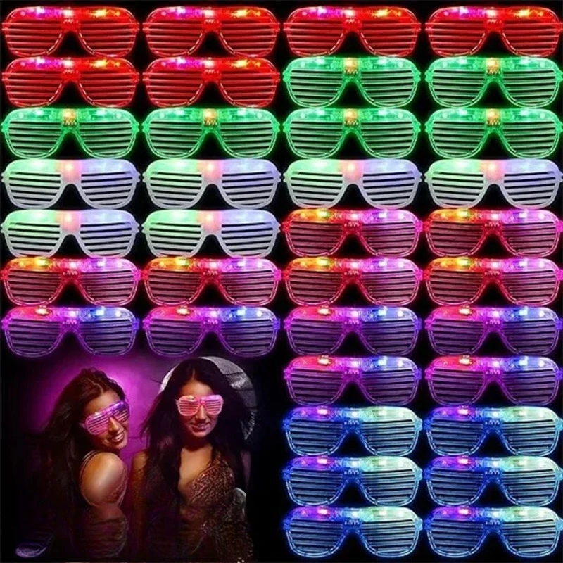 10PCS Neon Colours Eyeshade Lampshade Luminous LED Glow Glasses Christmas Party Mardi Gras Decoration Party Glasses Supplies glow glasses