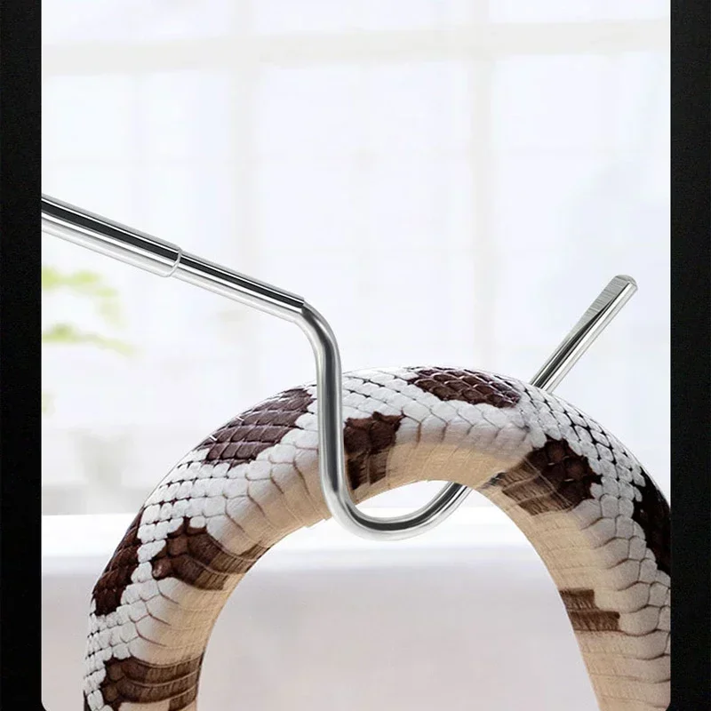 Adjustable Stainless Steel Snake Hook 17-67cm Retractable Long Handle Professional Amphibious Reptile Catching Tool Accessories