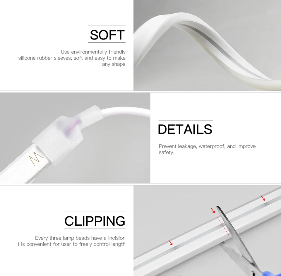Description Picture 4 of item5V USB Tuya Smart Home WiFi Neon LED Strip 1M 2M 3M 5M White/Warm White Dimmable LED Strip Light Work With Alexa Google Home