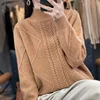 2024 Women's Cashmere New Retro High Quality Fashion Half High Collar Pullover Autumn and Winter New Solid Color Cashmere Pullov 5