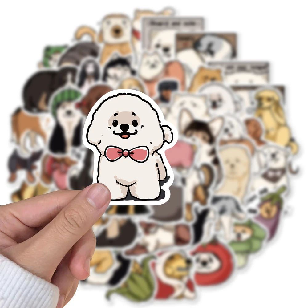 만남 강아지 그래피티 장식 스티커, 크리스탈 스케이트보드 오토바이 노트북 재미있는 스티커, 어린이 스티커 장난감, 50 개
