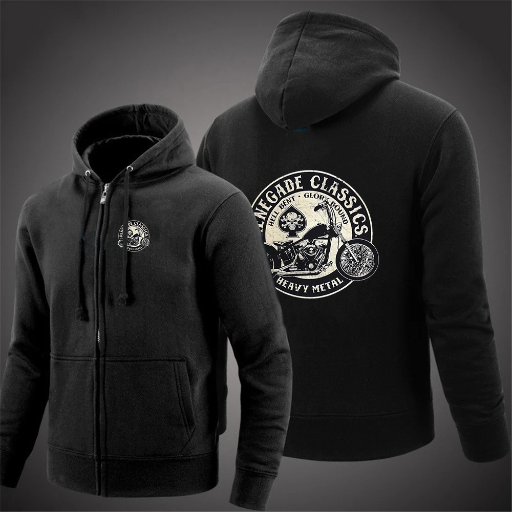 Men Solid Color Zipper Pullover Long Sleeved Hoodie