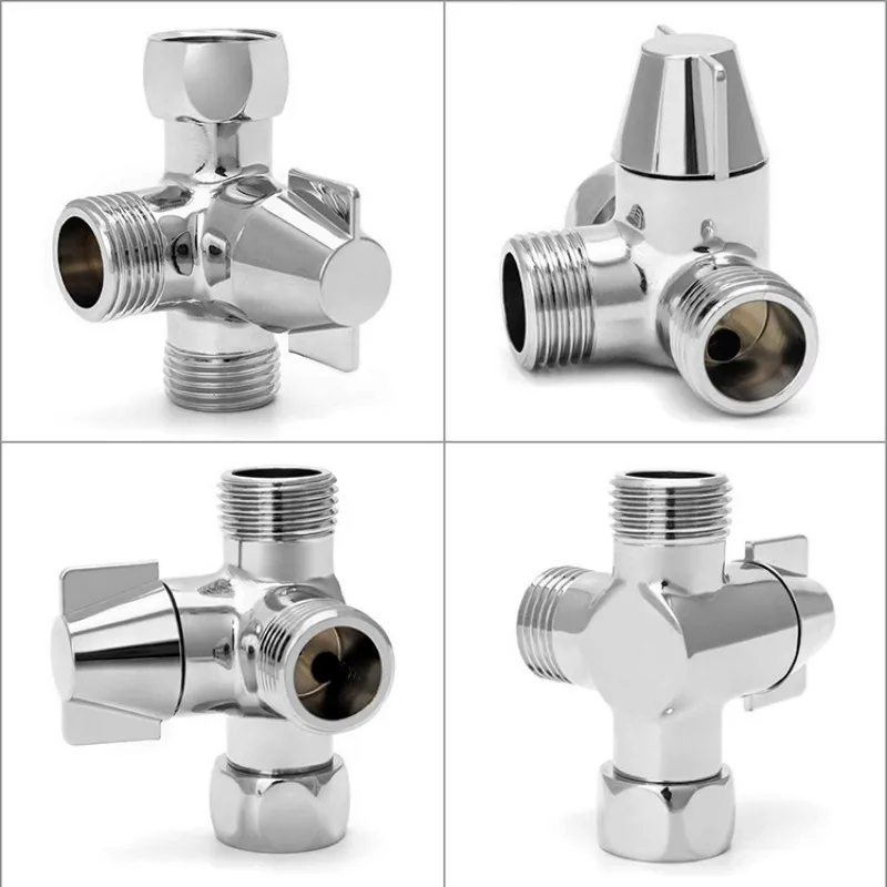 G1/2in 3 Way Diverter Valve T-Adapter Converter For Shower Brass Water Tap Connector Bathroom Faucet Water Separator