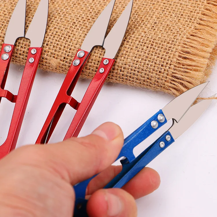 

Household Color U-Shaped Small Scissors Sewing Snip Thread Cutter Plastic Handle DIY Craft Tool Office School Accessories